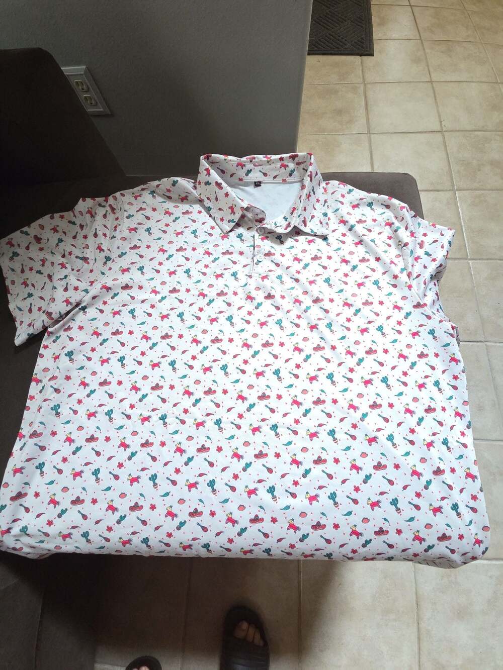 Mens Short Sleeve All Over Print Cactus and Fiesta Piñata Golf Polo Shirt XXL-